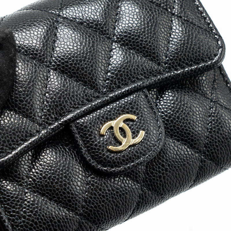 Chanel classic compact wallet caviar black LGHW (Microchip)