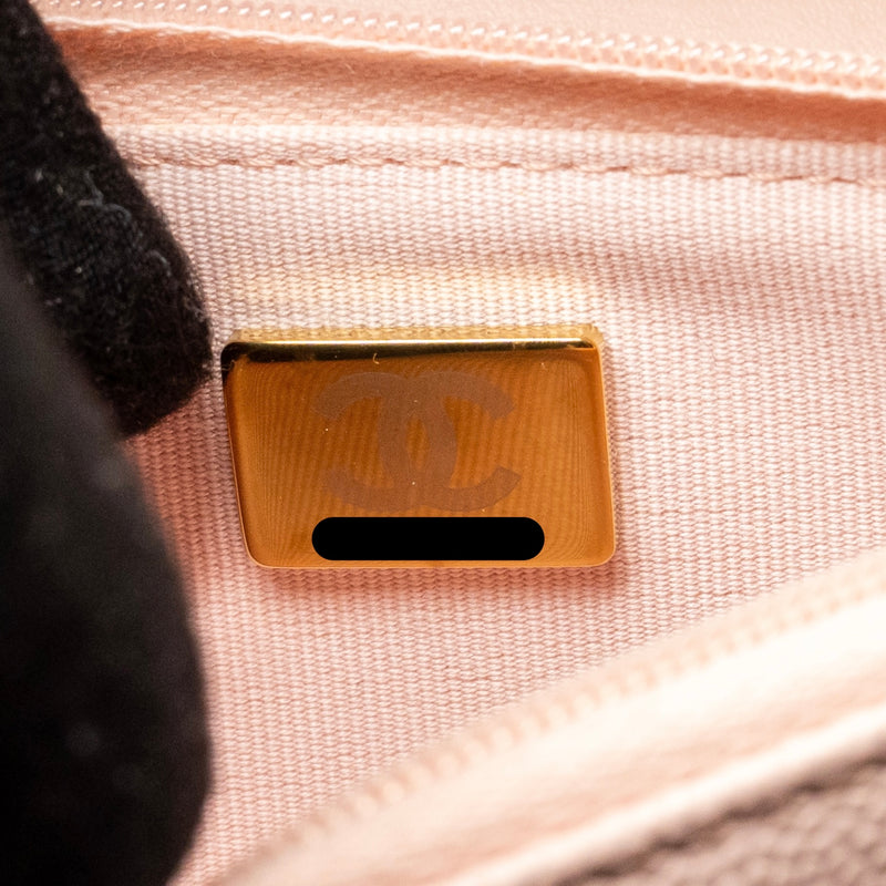 Chanel Camellia Turnlock Wallet On Chain Caviar Light Pink GHW (microchip)