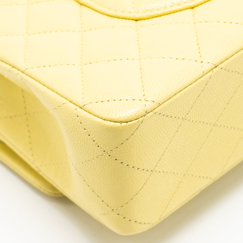 Chanel Medium Classic Double flap bag caviar light yellow LGHW