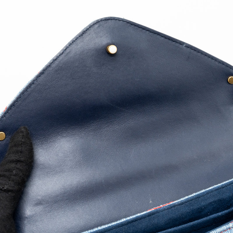 Louis Vuitton new wave flap chain bag limited edition denim blue/ multicolor GHW