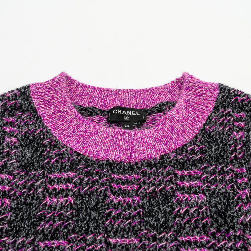 Chanel Size 34 Knitted Vest Cashmere /Wool Purple /Multicolour