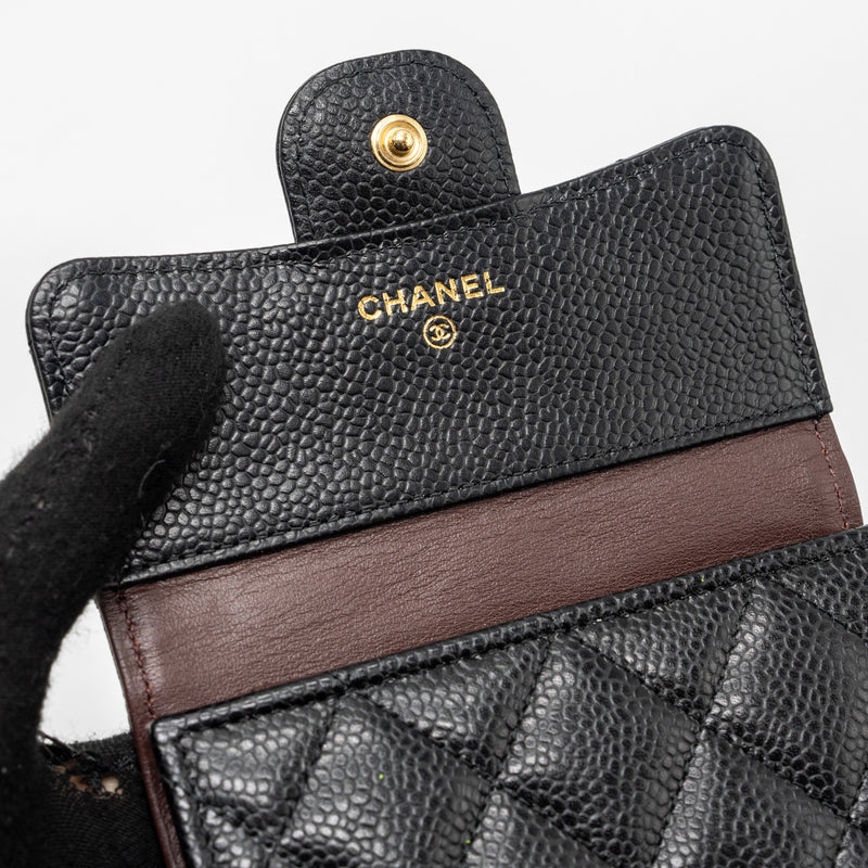 Chanel classic compact wallet caviar black GHW