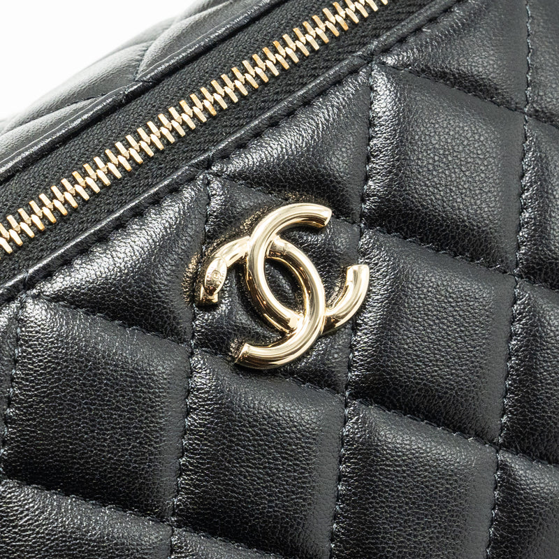 Chanel Top Handle Long Vanity Case Lambskin BLACK LGHW (Microchip)