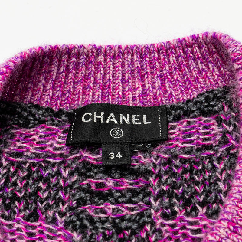 Chanel Size 34 Knitted Vest Cashmere /Wool Purple /Multicolour