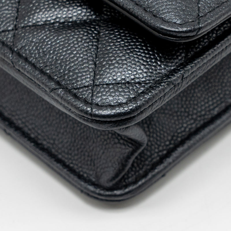 Chanel 23B Wallet On Chain with Adjustable Chain Caviar Black GHW (Microchip)
