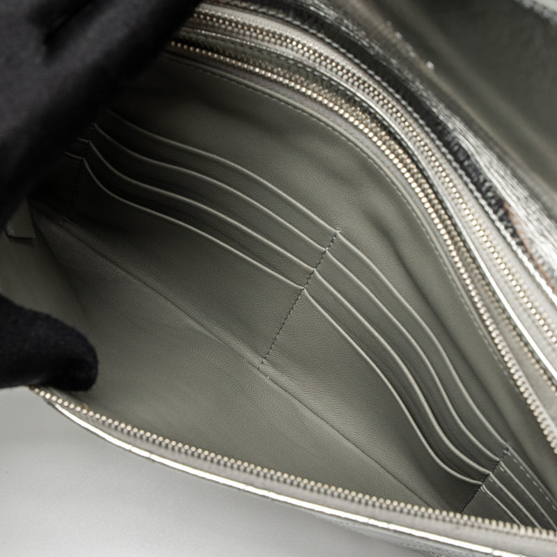 Chanel 31 Clutch Bag Goatskin Metallic Silver SHW