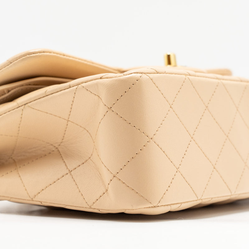Chanel Small Classic Double Flap Bag Lambskin Beige GHW
