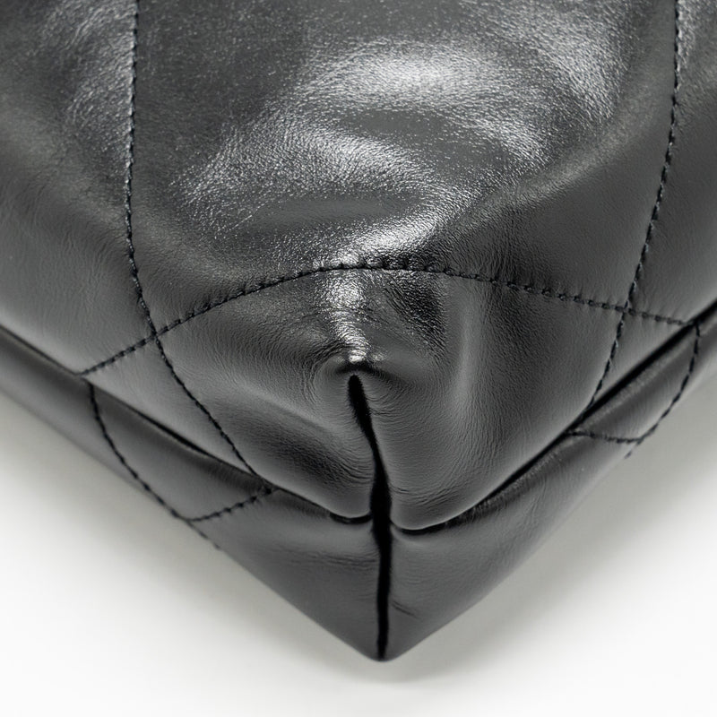 Chanel Mini 22 BAG Shiny Calfskin Black GHW (Microchip)