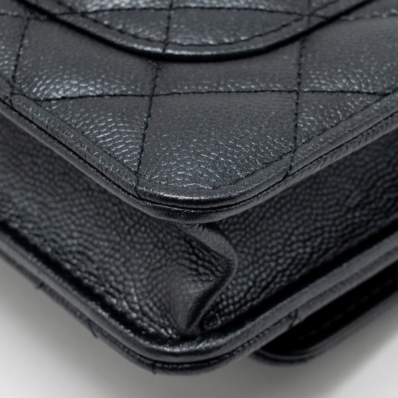 Chanel 23B Wallet On Chain with Adjustable Chain Caviar Black GHW (Microchip)