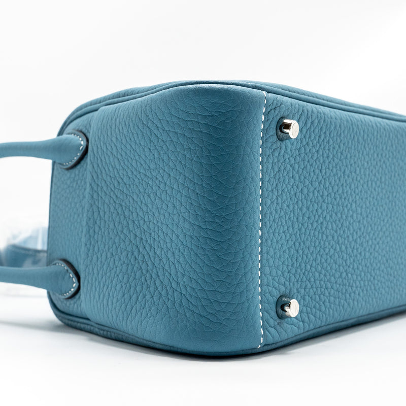 Hermes Mini Lindy Clemence New Blue Jean SHW Stamp W