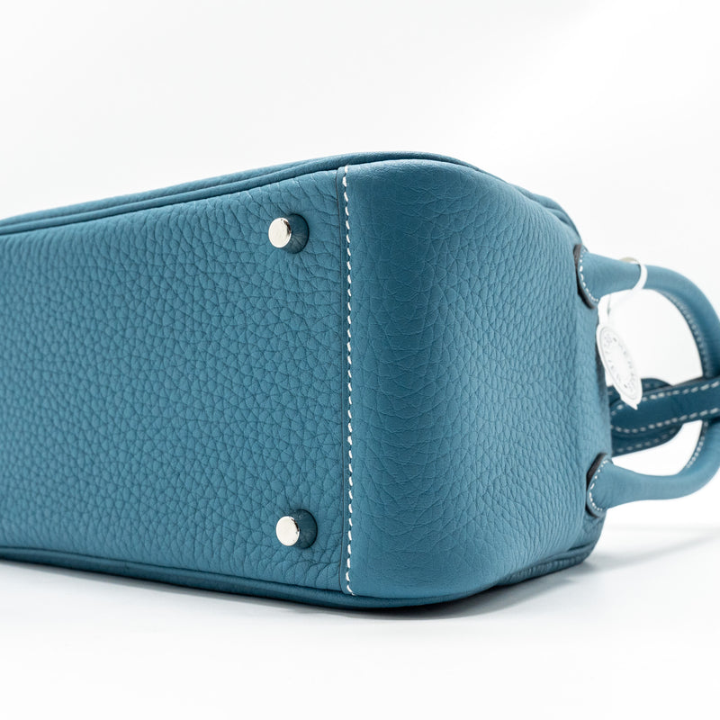 Hermes Mini Lindy Clemence New Blue Jean SHW Stamp W