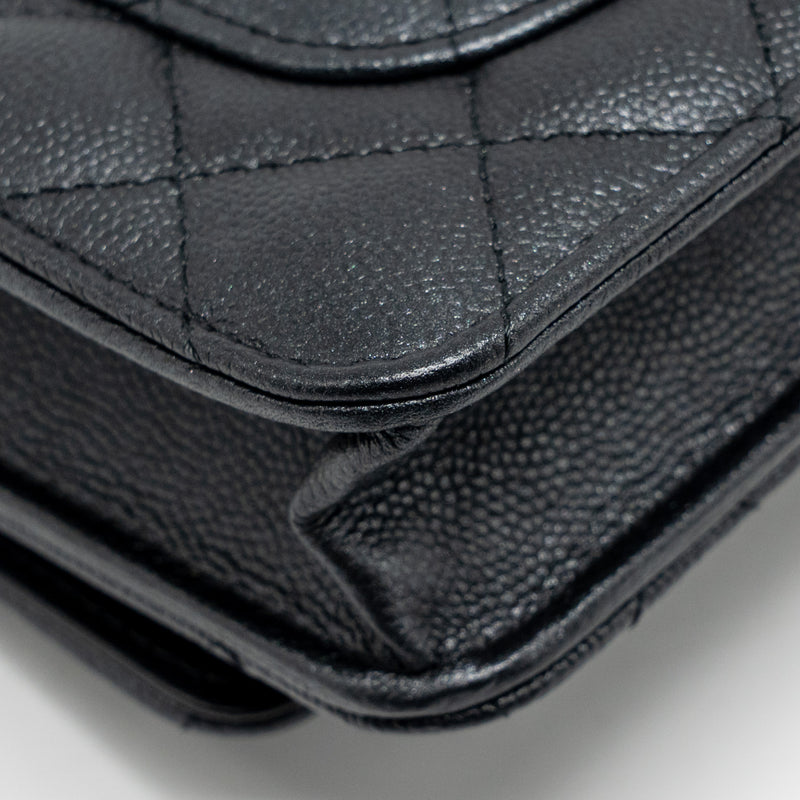 Chanel 23B Wallet On Chain with Adjustable Chain Caviar Black GHW (Microchip)