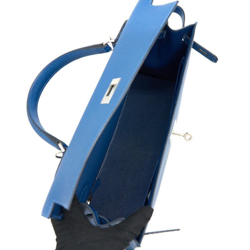 Hermes Kelly 35 Epsom S4 Deep Blue SHW Stamp D