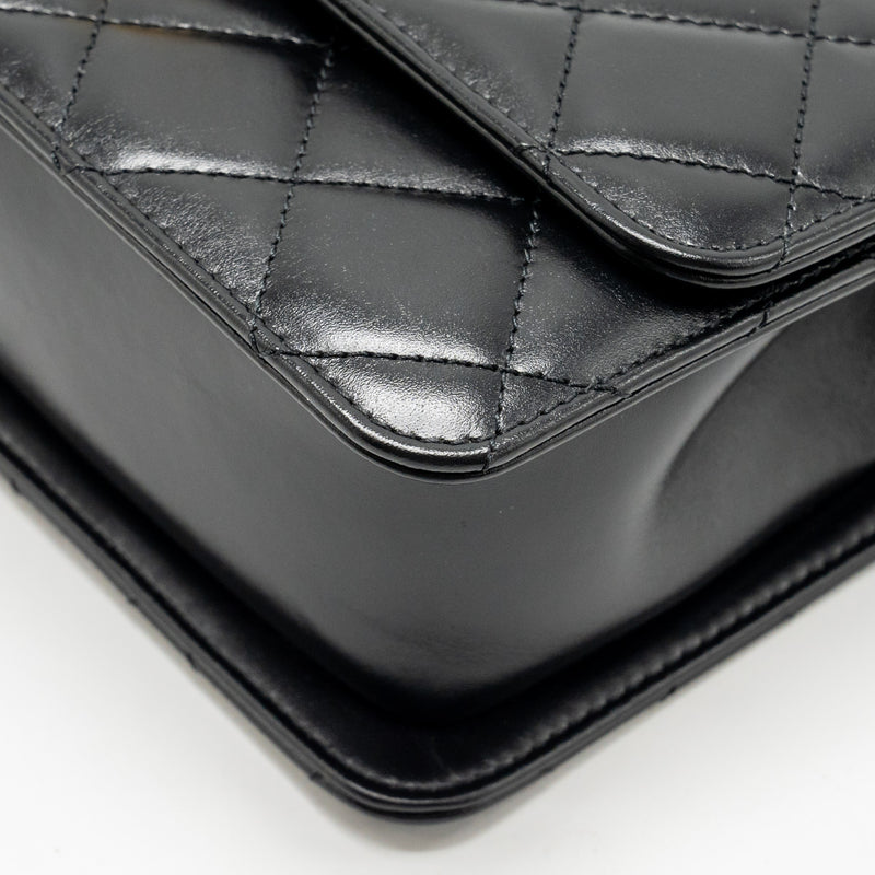 Chanel Gold Crush Flap Bag Calfskin Black GHW (Microchip)