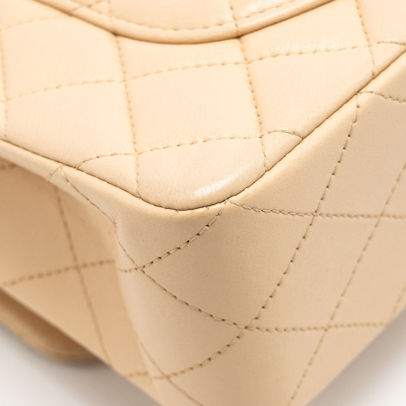 Chanel Small Classic Double Flap Bag Lambskin Beige GHW