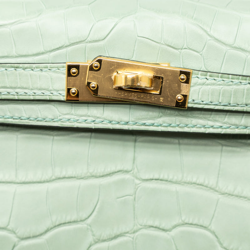 Hermès Mini Kelly 20 Vert d'eau Alligator Mississipiensis Matt