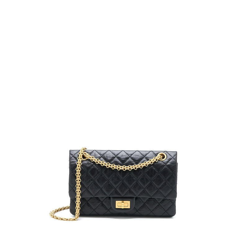 Chanel Small 2.55 Reissue Flap Bag Aged Calfskin Black Brushed GHW (Mi