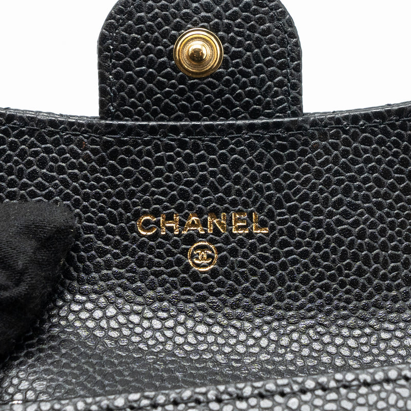 Chanel classic flap card holder caviar black GHW (Microchip)