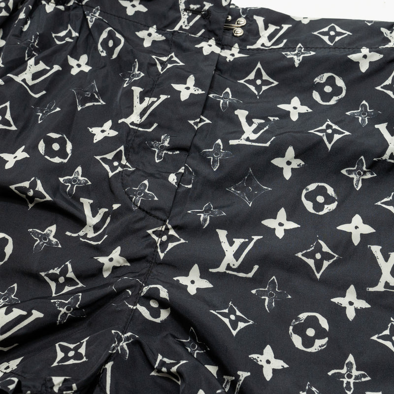 LOUIS VUITTON Size 38 Stencil-effect Monogram Shorts Polyamide Black/White