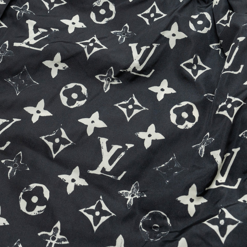 LOUIS VUITTON Size 38 Stencil-effect Monogram Shorts Polyamide Black/White