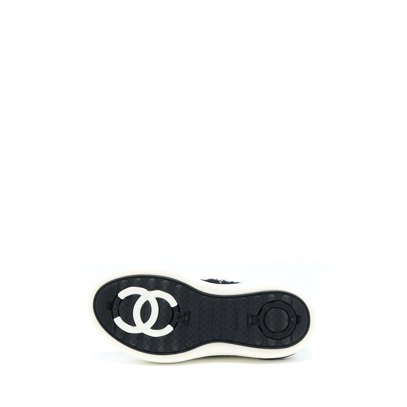Chanel Size 36.5 Winter Sneakers Fabric Black/White