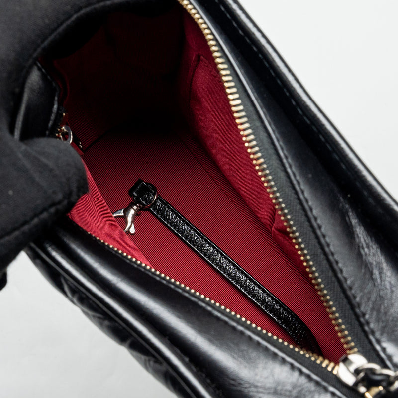 Chanel SMALL Gabrielle Hobo Bag Chevron Aged Calfskin BLACK Multicolour Hardware