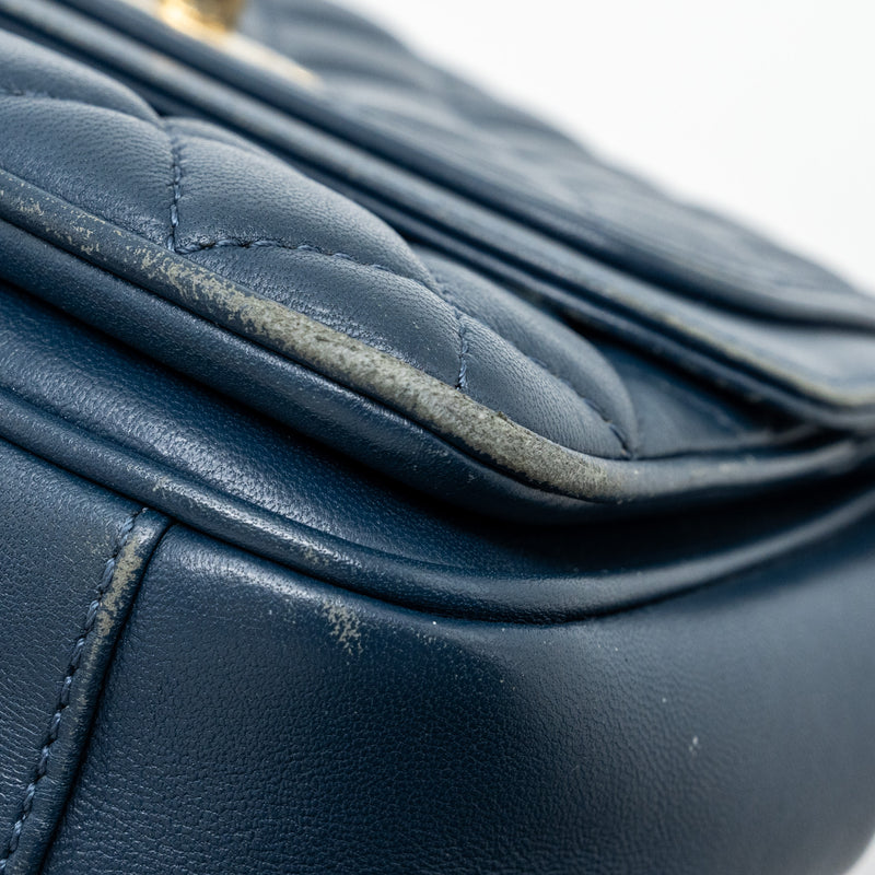 Chanel Quilted Flap Crossbody Bag Lambskin Dark Blue LGHW