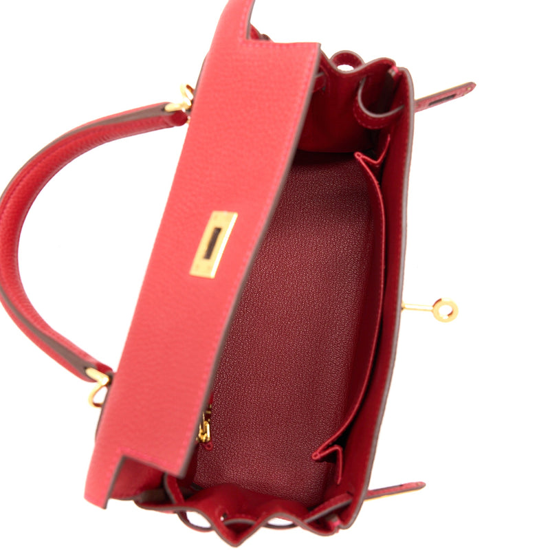 Hermes Kelly 25 Togo Q5 Rouge Casaque GHW Stamp Y