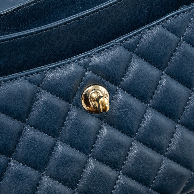 Chanel Quilted Flap Crossbody Bag Lambskin Dark Blue LGHW