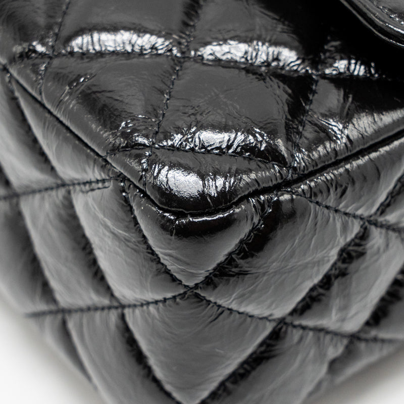 Chanel Medium Classic Double Flap Bag Patent SO Black