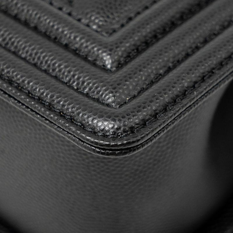 Chanel Small Boy Bag Caviar BLACK Ruthenium SHW (Microchip)