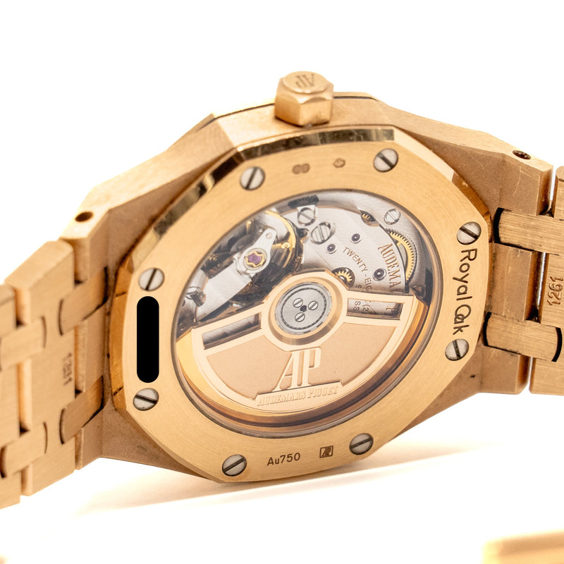 Audemars Piguet Royal Oak 34mm white dial diamond bezel self winding rose gold 77351OR