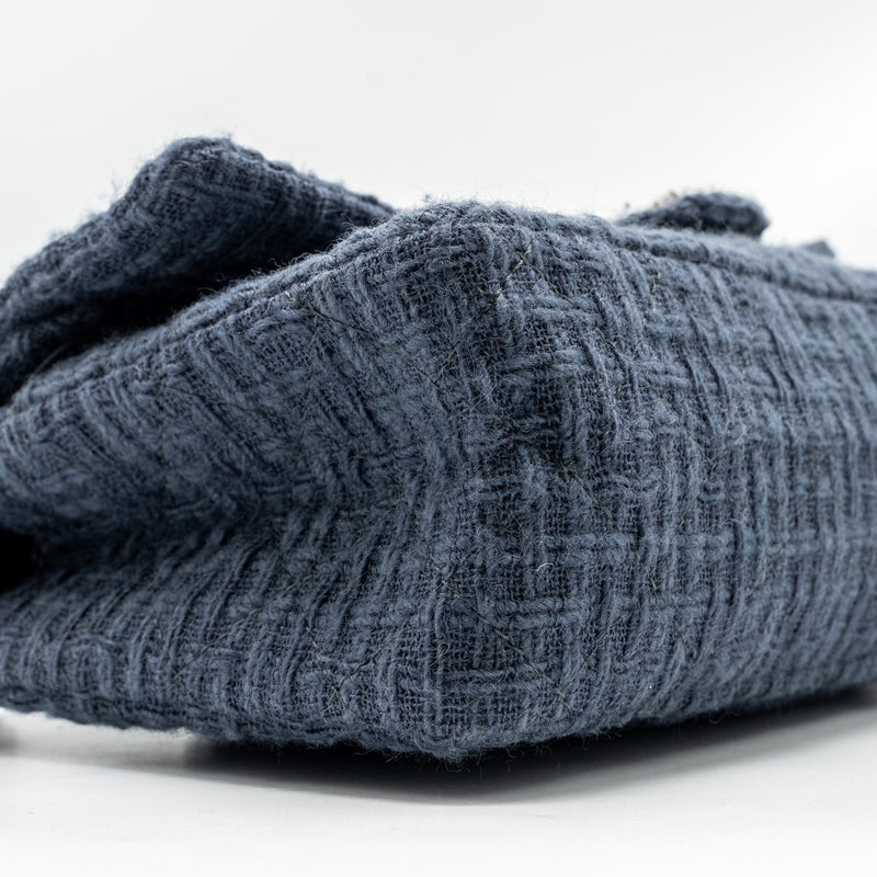 Chanel 2.55 226 reissue double flap bag tweed dark grey / blue ruthenium hardware