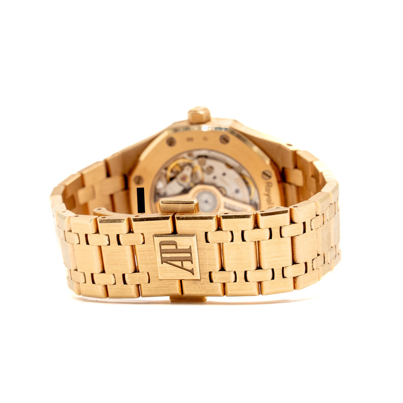 Audemars Piguet Royal Oak 34mm white dial diamond bezel self winding rose gold 77351OR