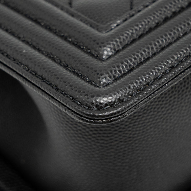 Chanel Small Boy Bag Caviar BLACK Ruthenium SHW (Microchip)