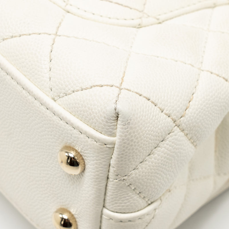 Chanel Mini Coco Handle Caviar White LGHW (microchip)