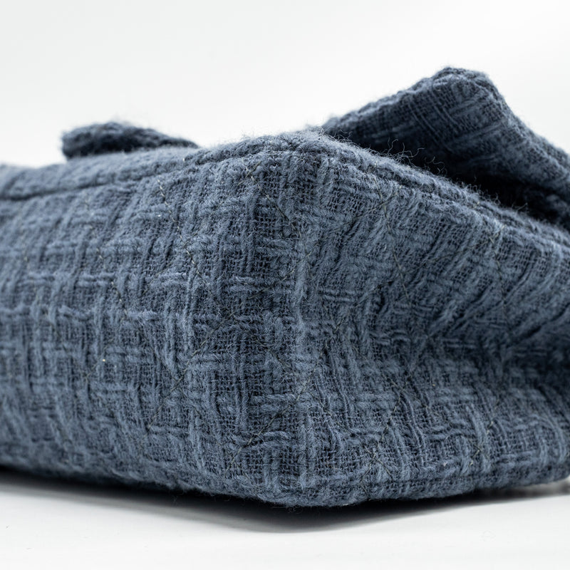 Chanel 2.55 226 reissue double flap bag tweed dark grey / blue ruthenium hardware