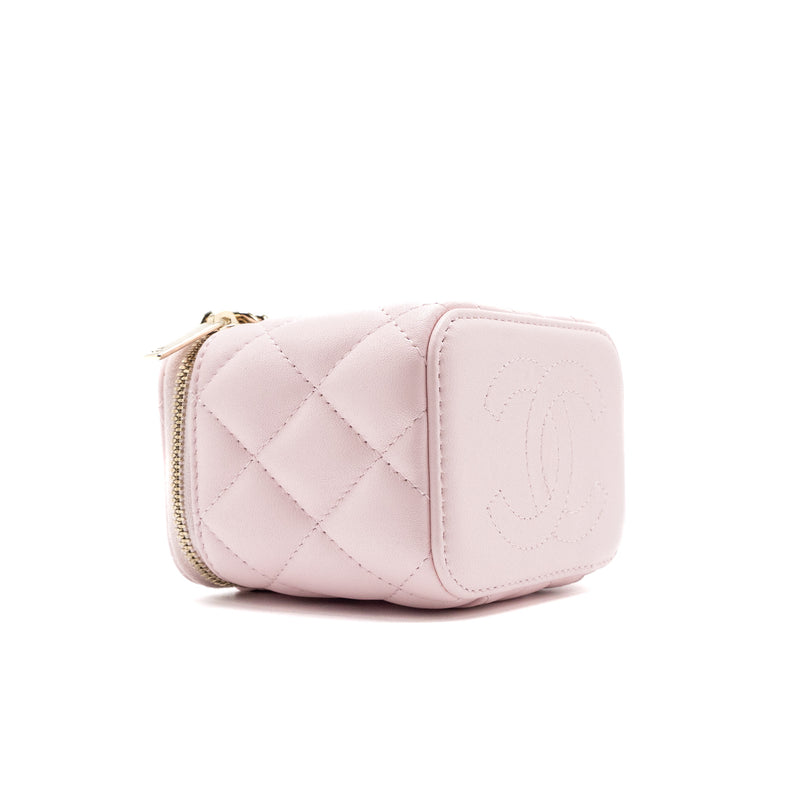 Chanel mini vanity case with giant chain lambskin pink LGHW