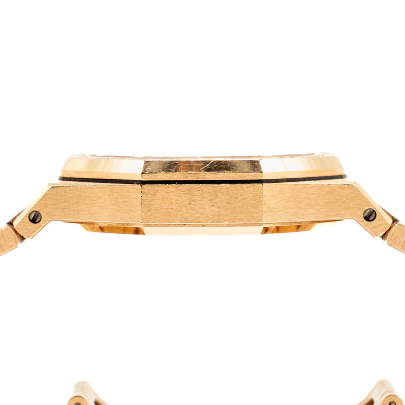 Audemars Piguet Royal Oak 34mm white dial diamond bezel self winding rose gold 77351OR