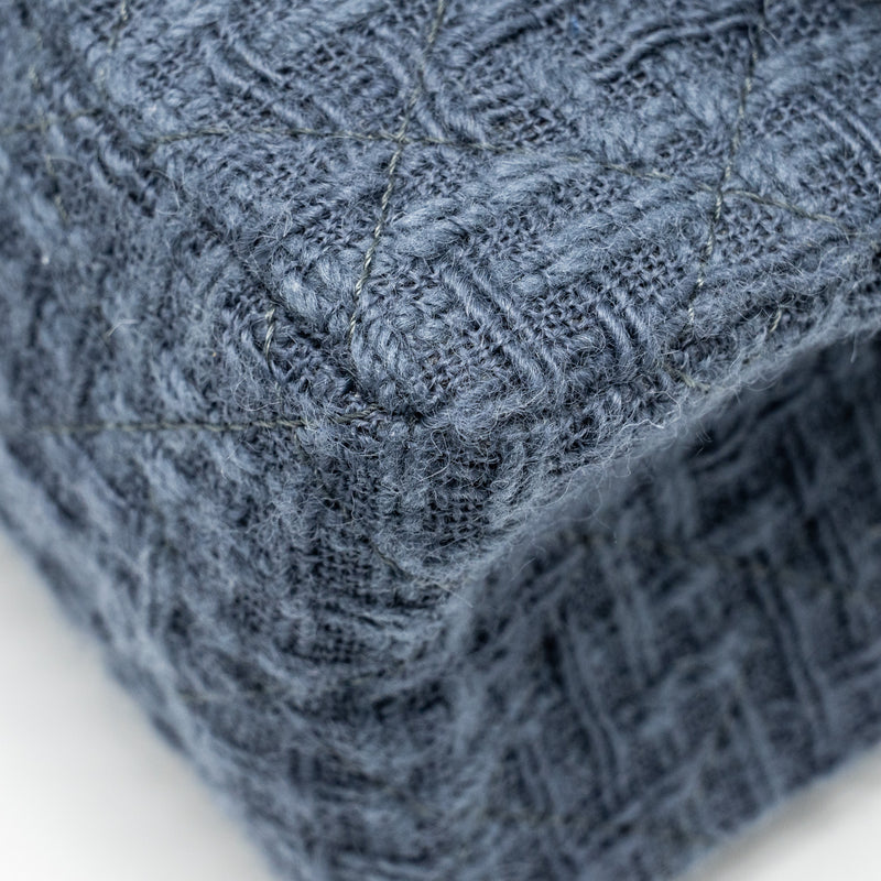 Chanel 2.55 226 reissue double flap bag tweed dark grey / blue ruthenium hardware