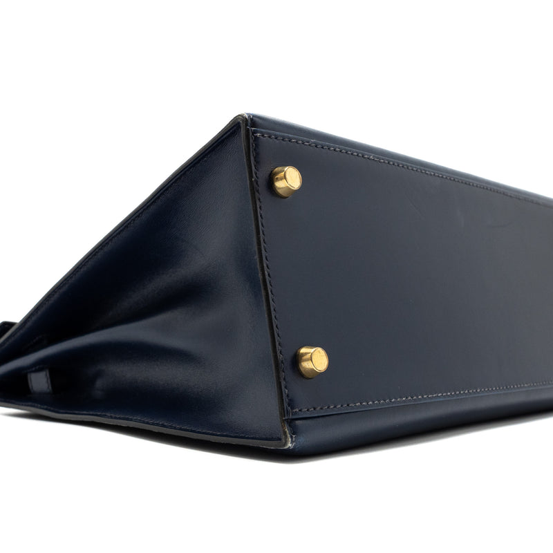 Hermes Kelly 32 Box Dark Blue GHW Circle Z