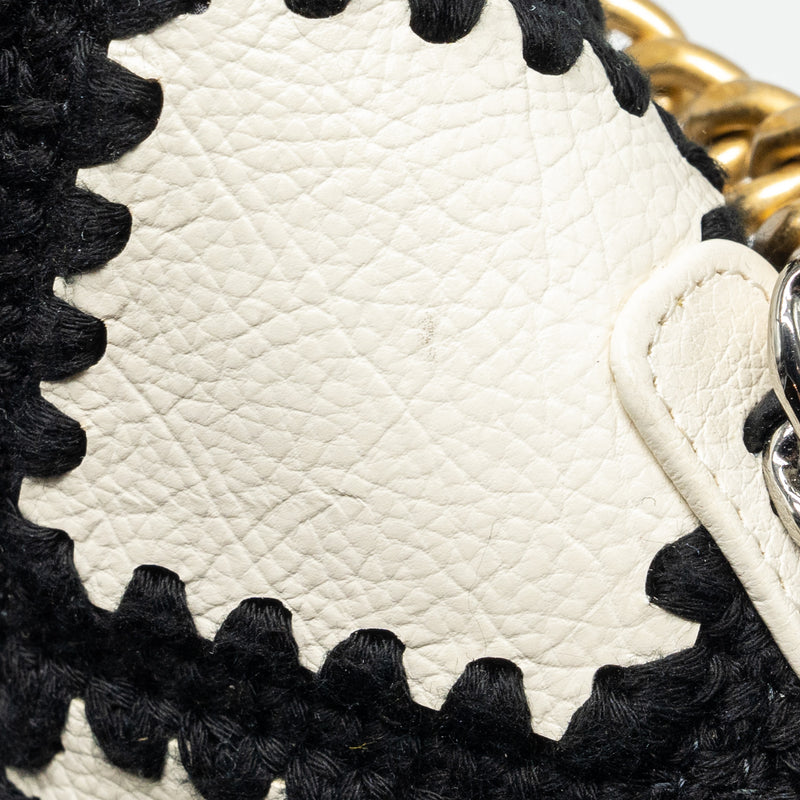 Chanel 19 wallet on chain Fabric/Calfskin White/Black Multicolour Hardware