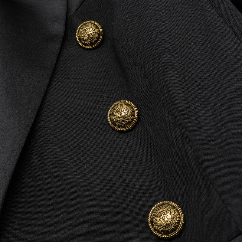 Balmain size 34 classic wool jacket black with gold button