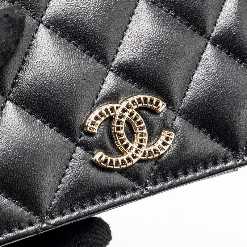 Chanel Detailed CC Logo Quilted Wallet Lambskin Black LGHW (Microchip)