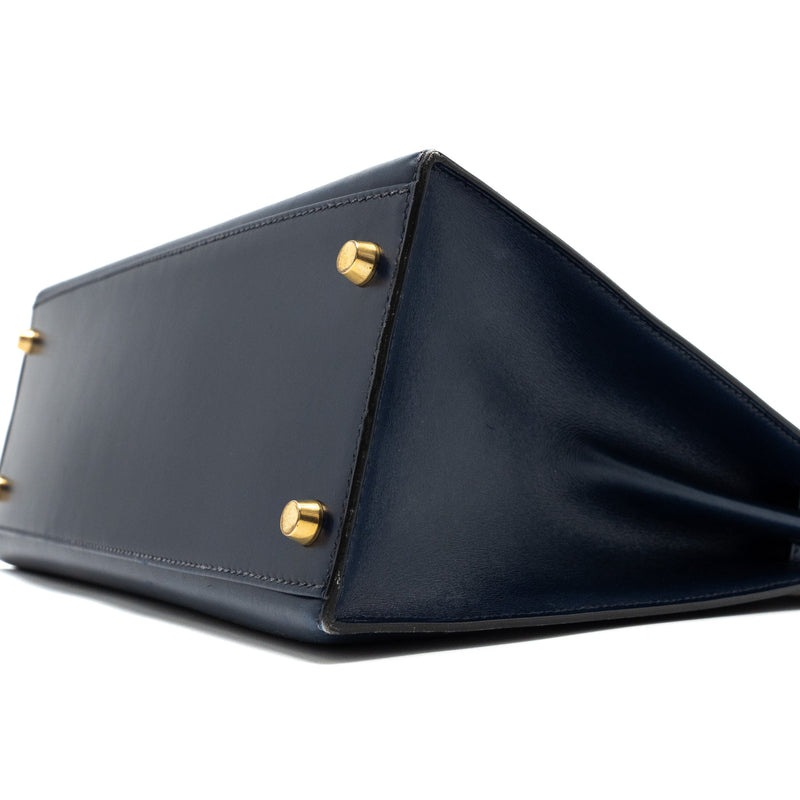 Hermes Kelly 32 Box Dark Blue GHW Circle Z