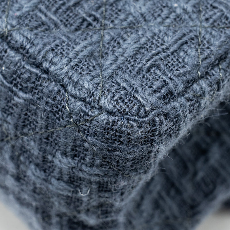 Chanel 2.55 226 reissue double flap bag tweed dark grey / blue ruthenium hardware