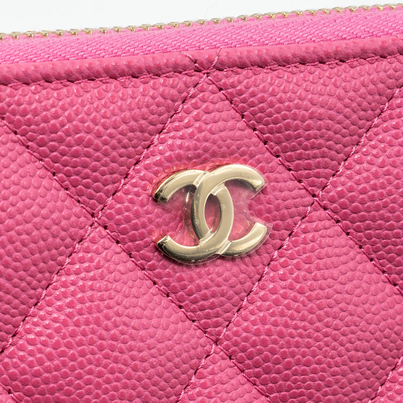 Chanel zippy key ring pouch caviar pink LGHW