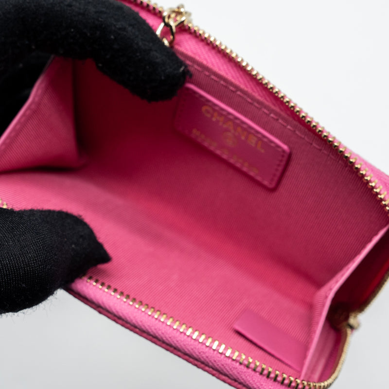 Chanel zippy key ring pouch caviar pink LGHW