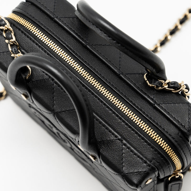 Chanel 22B Small Vanity Case Calfskin Black GHW (Microchip)