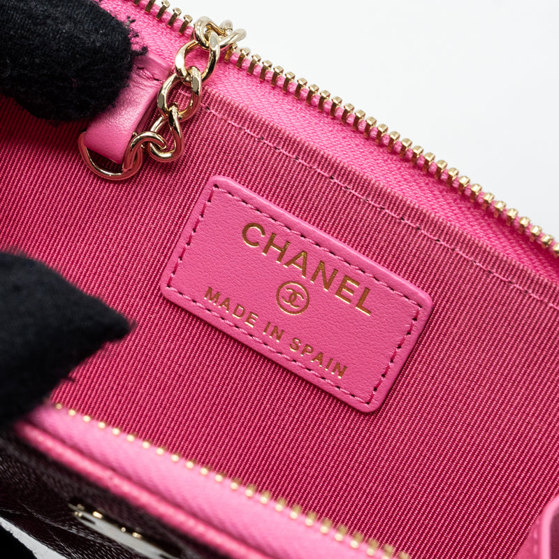 Chanel zippy key ring pouch caviar pink LGHW